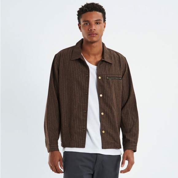 NWT Former Merchandise Harmony Long Sleeve Overshirt Jacket Striped Wool XL - Picture 4 of 13